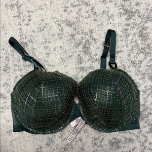 Victoria's Secret Lined Demi Green and Gold Bra